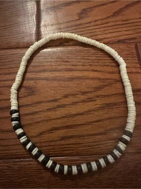 Cream and Black Beaded Shell Necklace - Women Jewelry